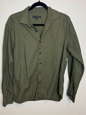 Robert Barakett Nye Woven Long Sleeve Button Down Olive Green